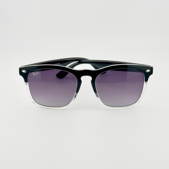 Ray-Ban Steve Sunglasses RB4487 Polished Black on Transparent Frame Gray Lenses! - Picture 9 of 14